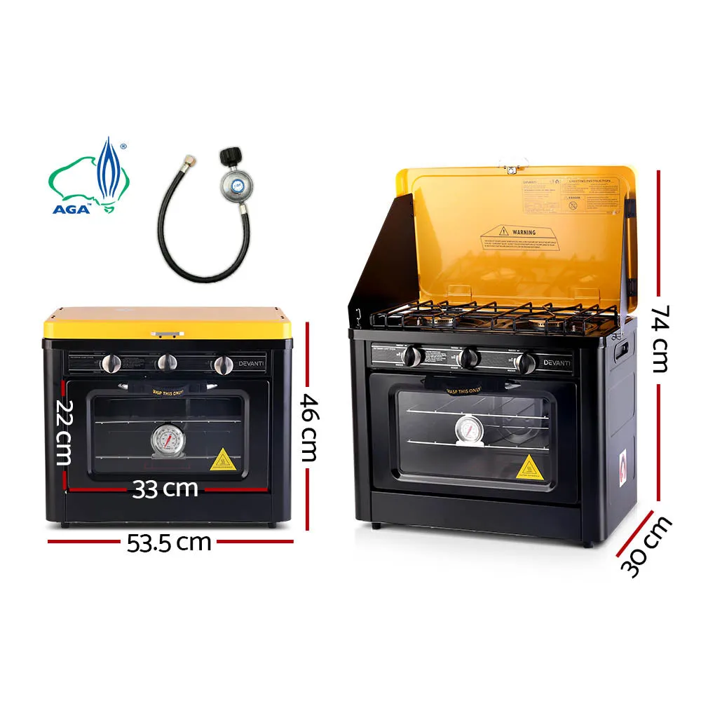 3 Burner Portable Oven - Black & Yellow