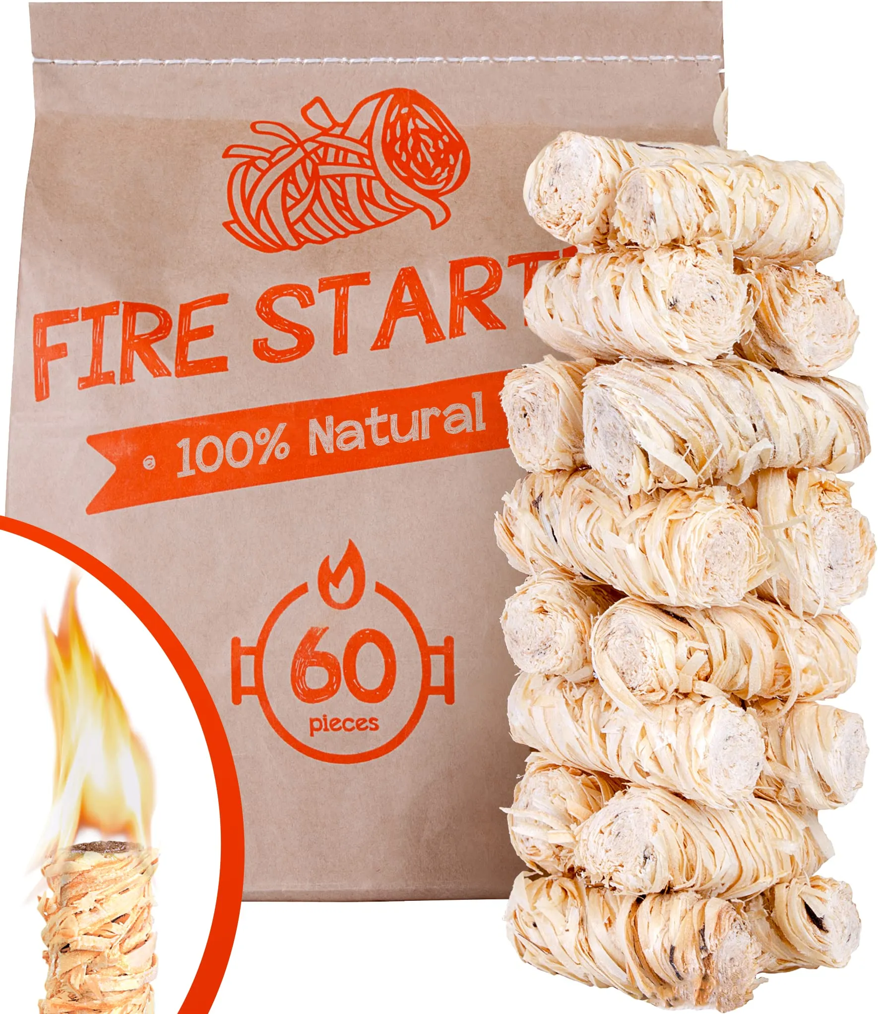 Bbq Fire Starter - Firestarters For Outdoor Fireplace, All-Weather Natural Wood