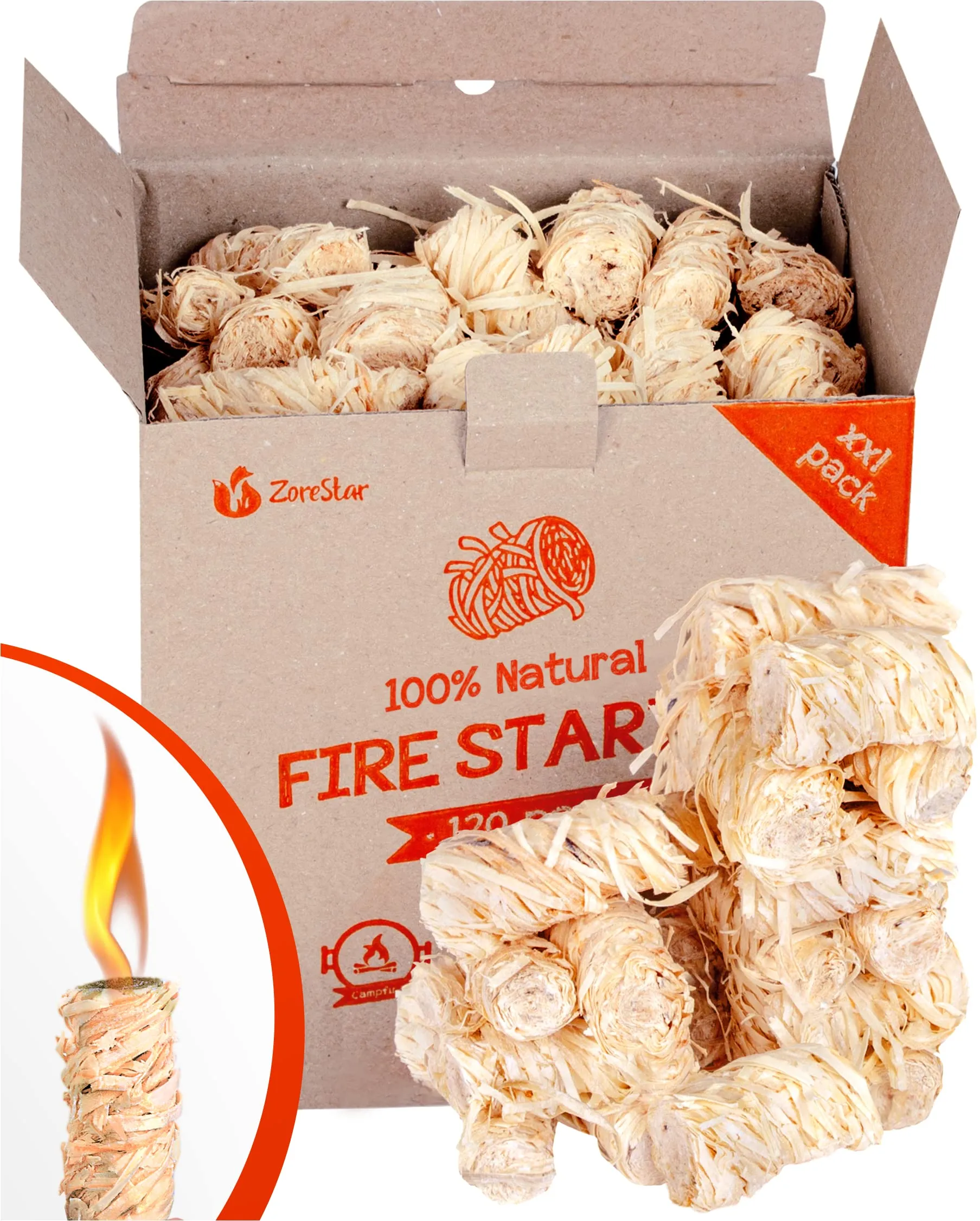 Bbq Fire Starter - Firestarters For Outdoor Fireplace, All-Weather Natural Wood