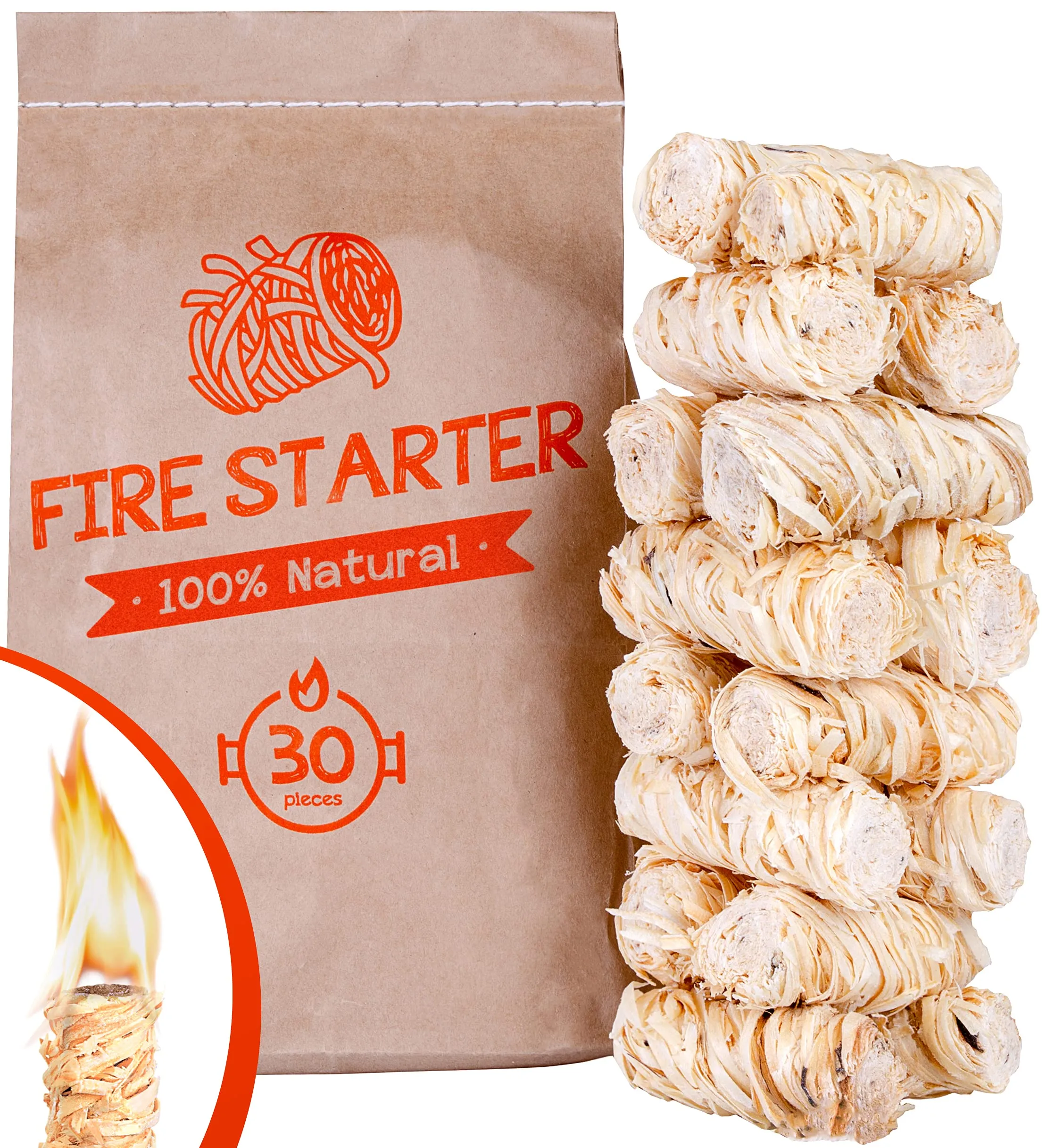 Bbq Fire Starter - Firestarters For Outdoor Fireplace, All-Weather Natural Wood