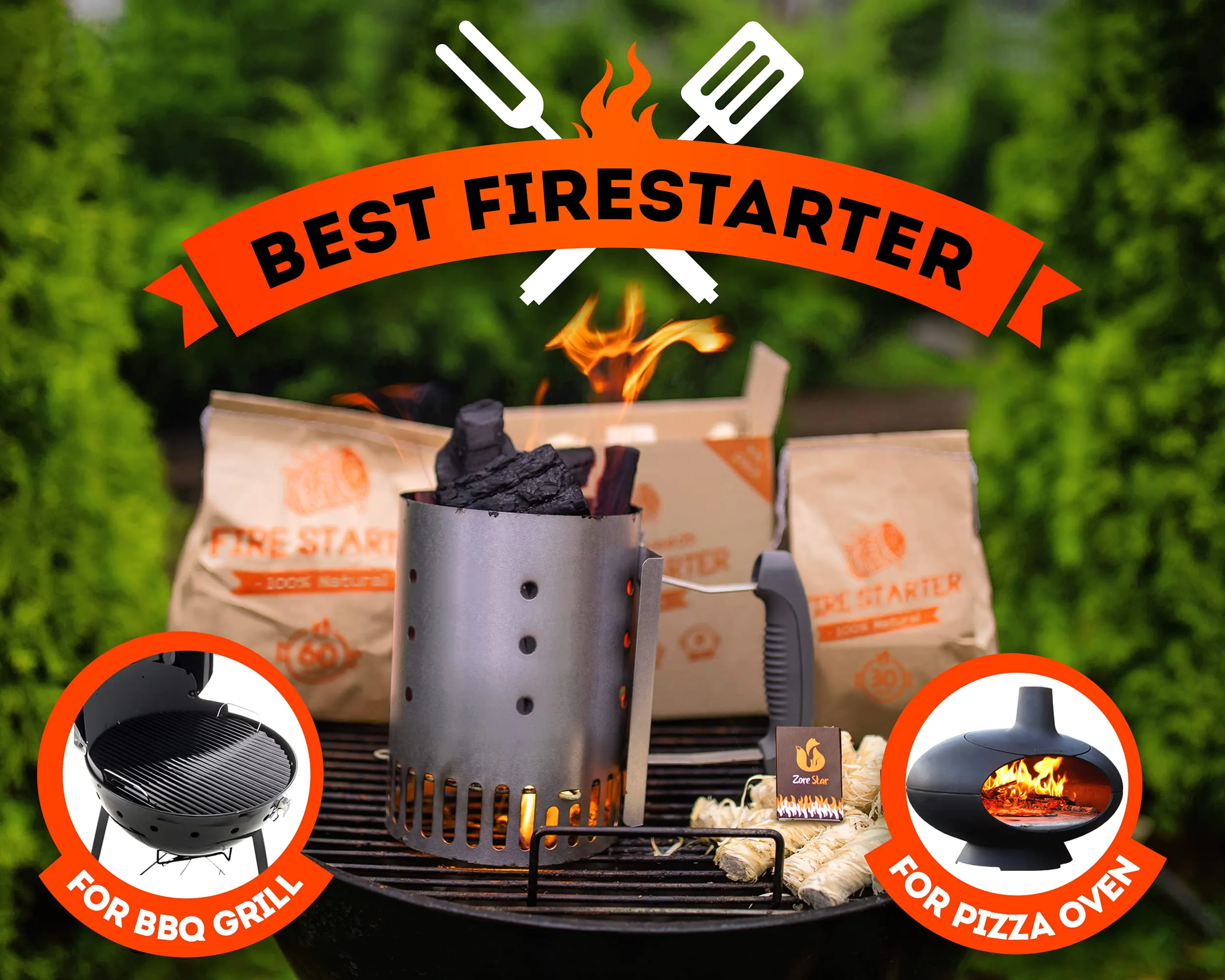 Bbq Fire Starter - Firestarters For Outdoor Fireplace, All-Weather Natural Wood