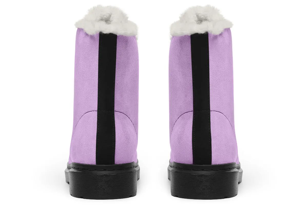 Digital Lavender Winter Boots - Warm Micro-Suede Doc-Style Boots Lined with Vegan Wool