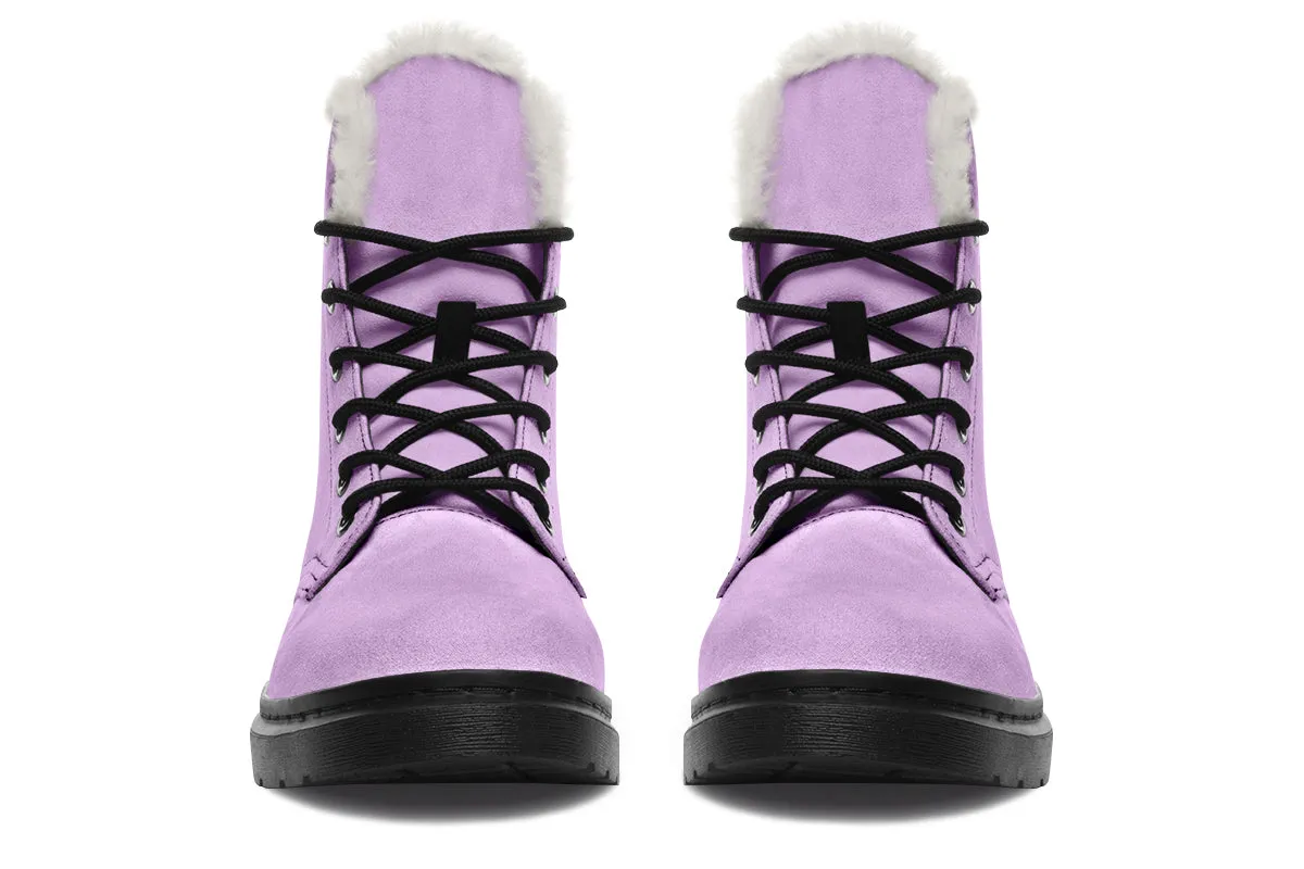 Digital Lavender Winter Boots - Warm Micro-Suede Doc-Style Boots Lined with Vegan Wool