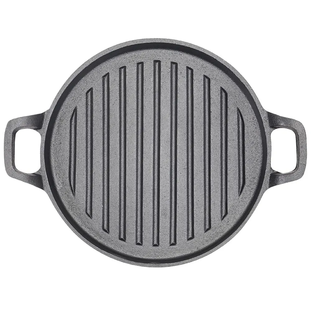 Preseasoned Cast Iron Round Griddle Plate, 30cm, BBQ, All-Stove