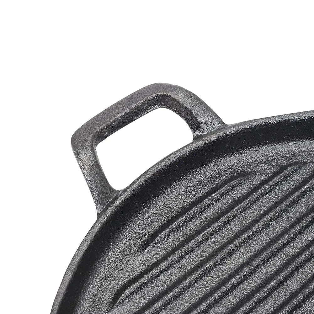 Preseasoned Cast Iron Round Griddle Plate, 30cm, BBQ, All-Stove