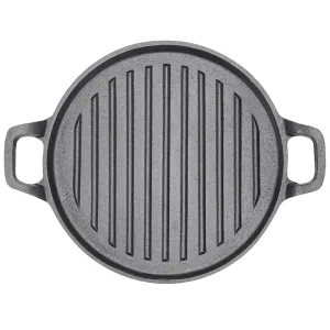 Preseasoned Cast Iron Round Griddle Plate, 30cm, BBQ, All-Stove