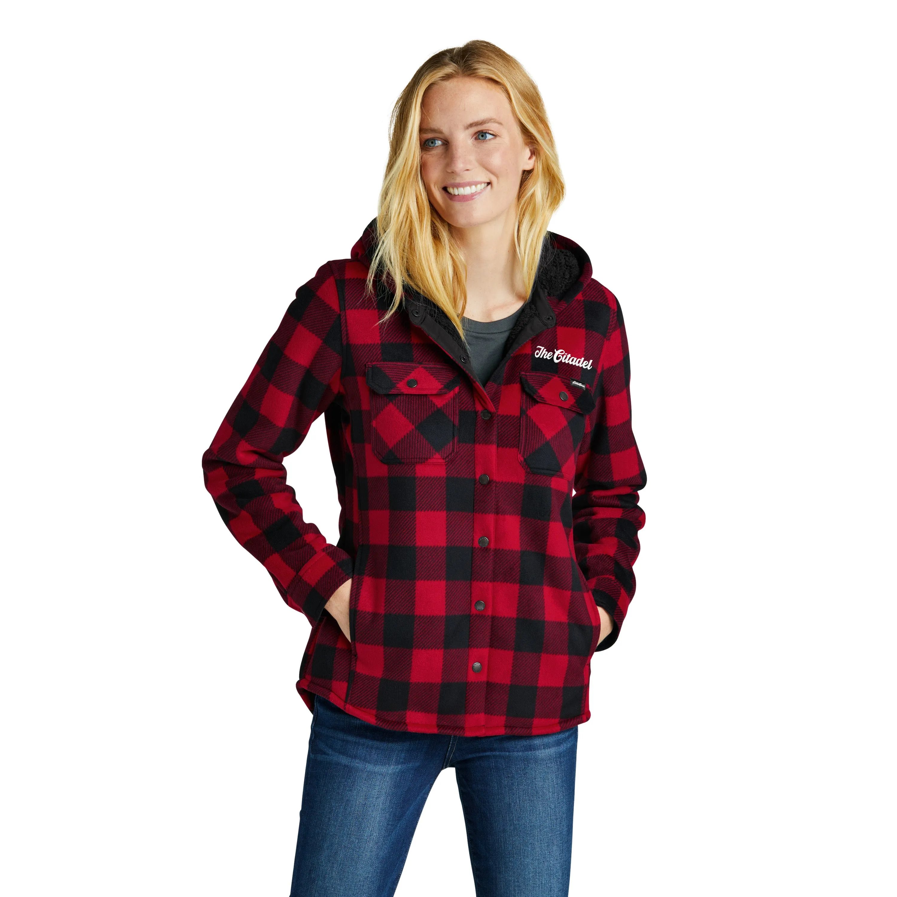 The Citadel Eddie Bauer® Ladies Woodland Shirt Jacket with Cozy Hood