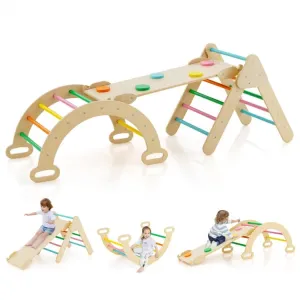 Wooden Kids Climber Toys with Triangle Arch Ramp for Sliding Climbing